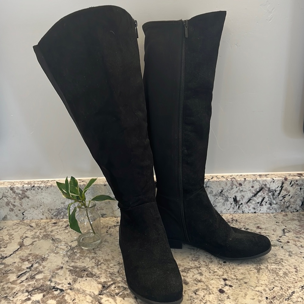 Above the knee flat heel boots, WIDE CALF